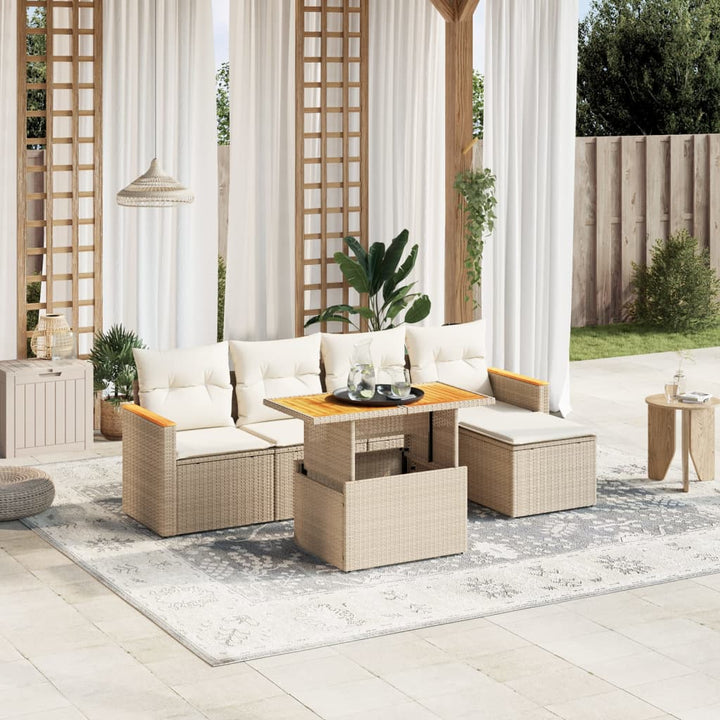Set Mobilier Grădină Cu Perne, 6 Piese, , Poliratan