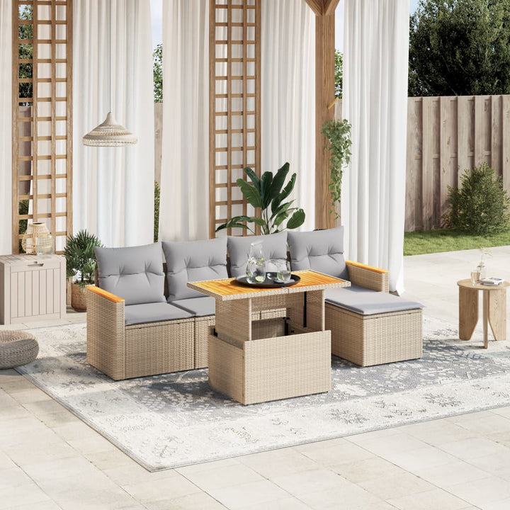 Set Mobilier Grădină Cu Perne, 6 Piese, , Poliratan