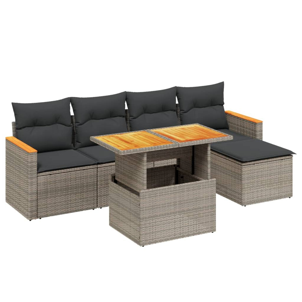 Set Mobilier Grădină Cu Perne, 6 Piese, , Poliratan