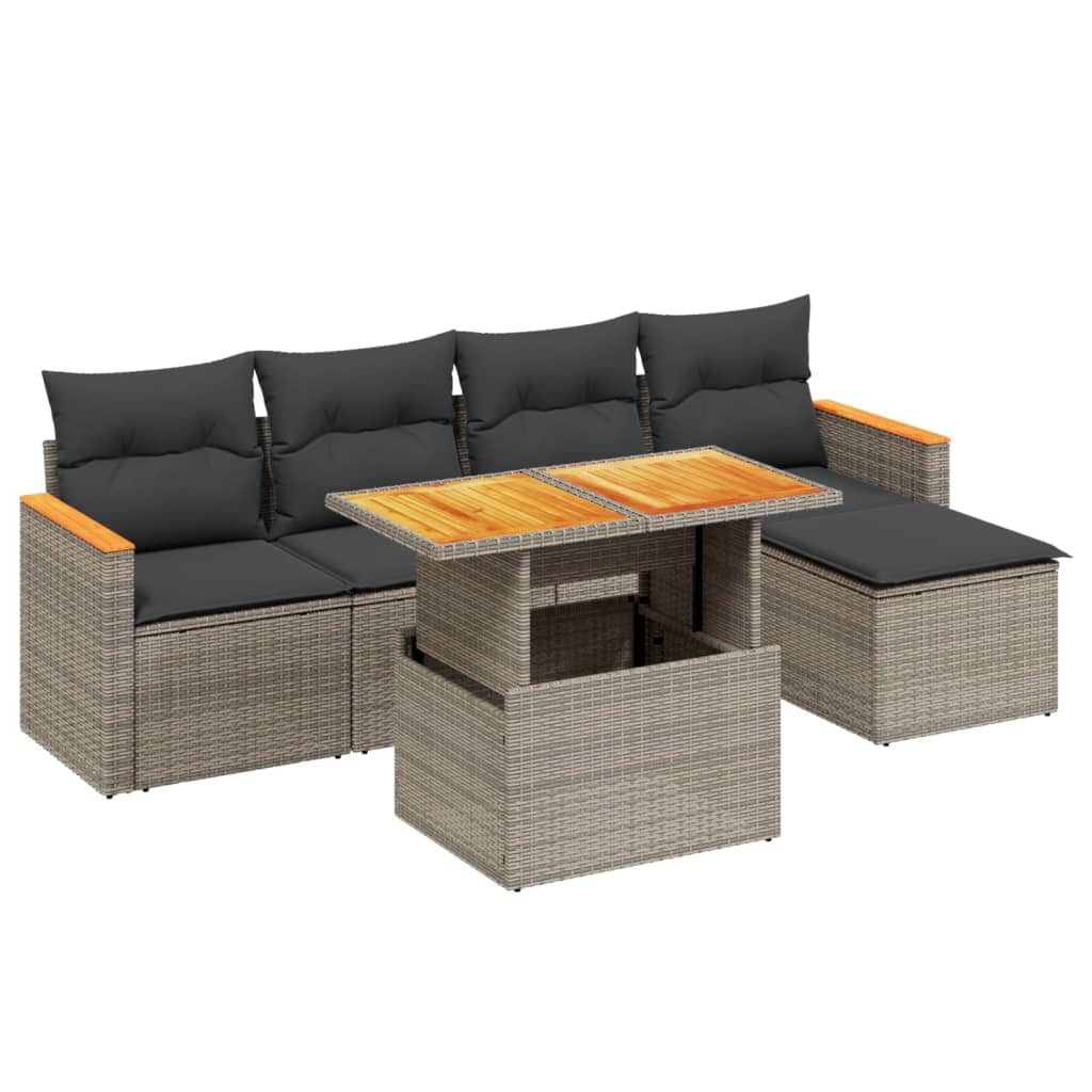Set Mobilier Grădină Cu Perne, 6 Piese, , Poliratan