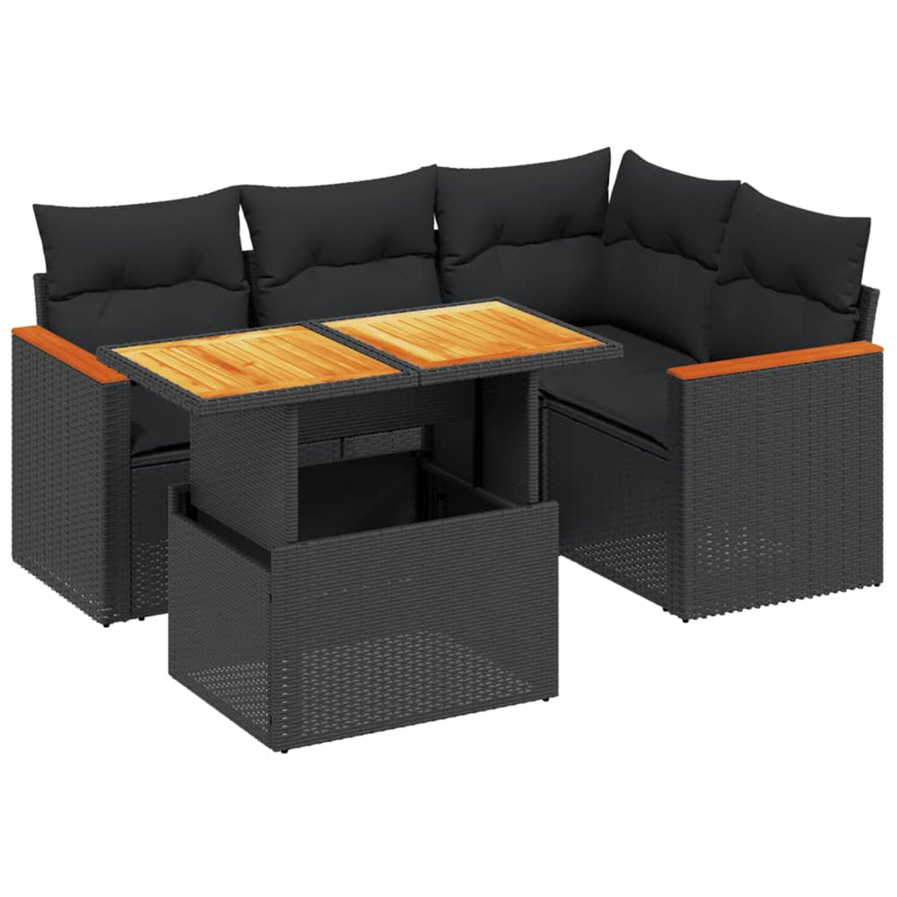 Set Mobilier De Grădină Cu Perne, 5 Piese, , Poliratan