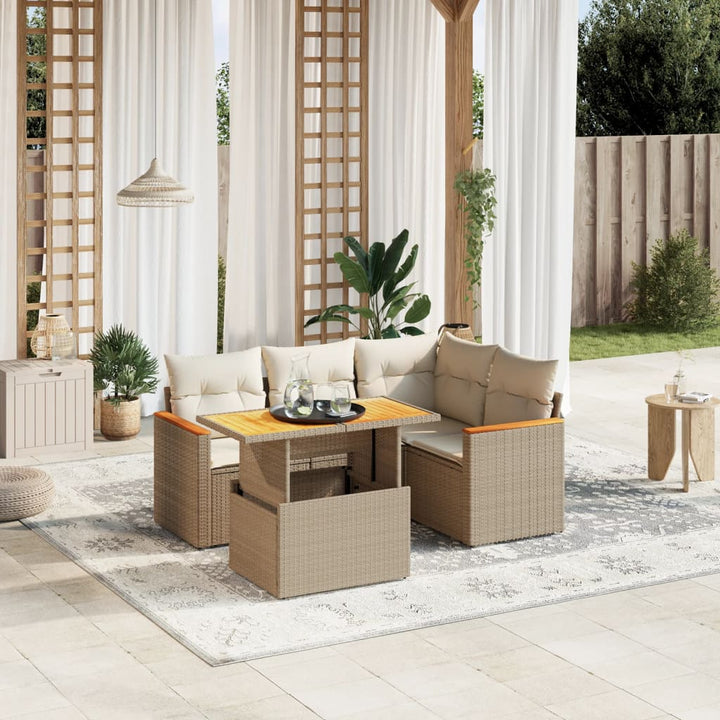 Set Mobilier De Grădină Cu Perne, 5 Piese, , Poliratan