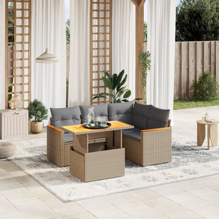 Set Mobilier De Grădină Cu Perne, 5 Piese, , Poliratan