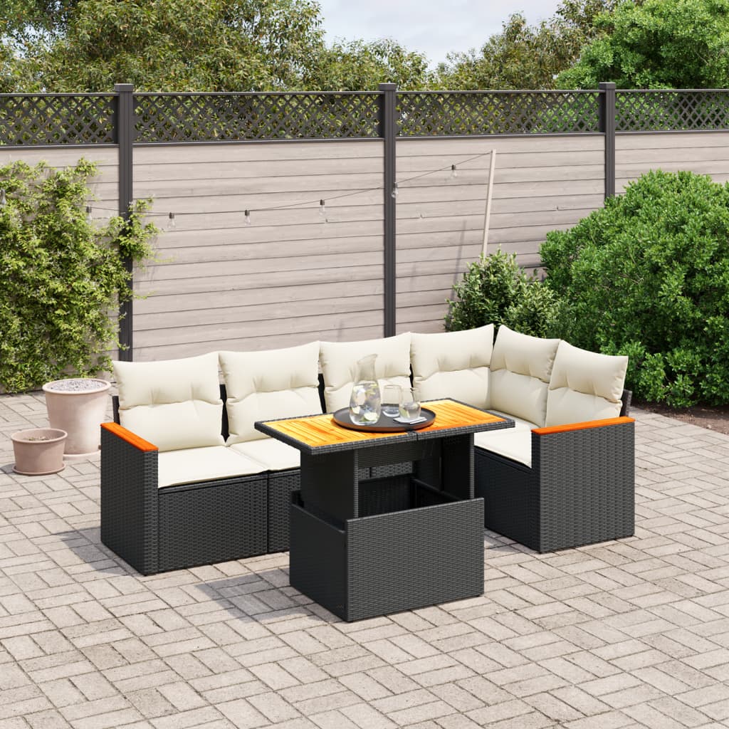 Set Mobilier Grădină Cu Perne, 6 Piese, , Poliratan
