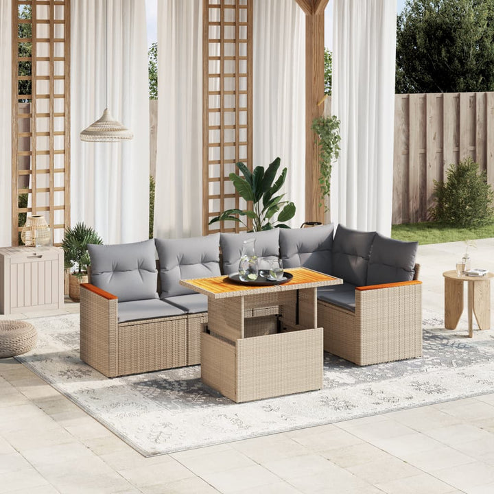Set Mobilier Grădină Cu Perne, 6 Piese, , Poliratan