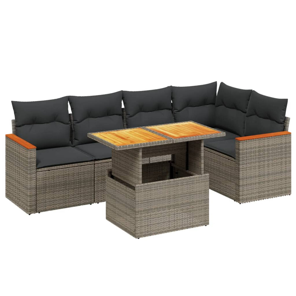 Set Mobilier Grădină Cu Perne, 6 Piese, , Poliratan