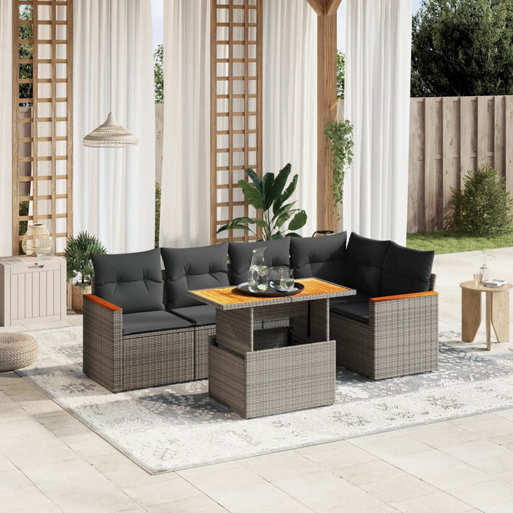Set Mobilier Grădină Cu Perne, 6 Piese, , Poliratan