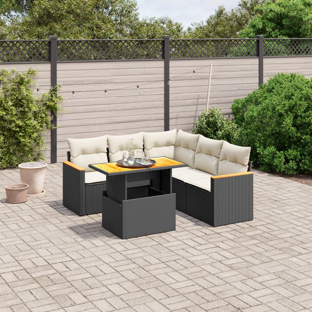 Set Mobilier Grădină Cu Perne, 6 Piese, , Poliratan