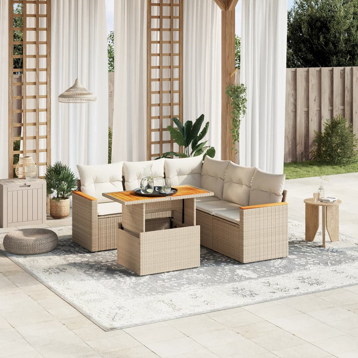 Set Mobilier Grădină Cu Perne, 6 Piese, , Poliratan
