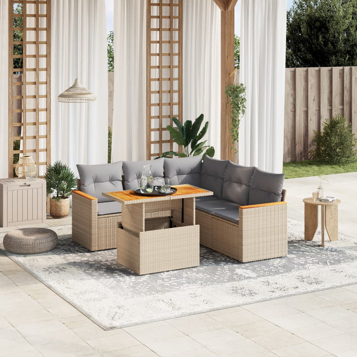 Set Mobilier Grădină Cu Perne, 6 Piese, , Poliratan