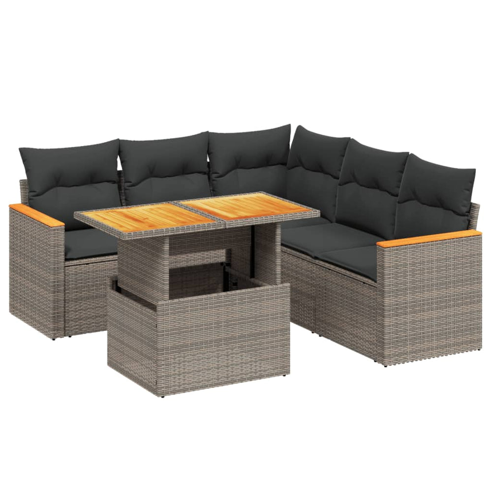 Set Mobilier Grădină Cu Perne, 6 Piese, , Poliratan