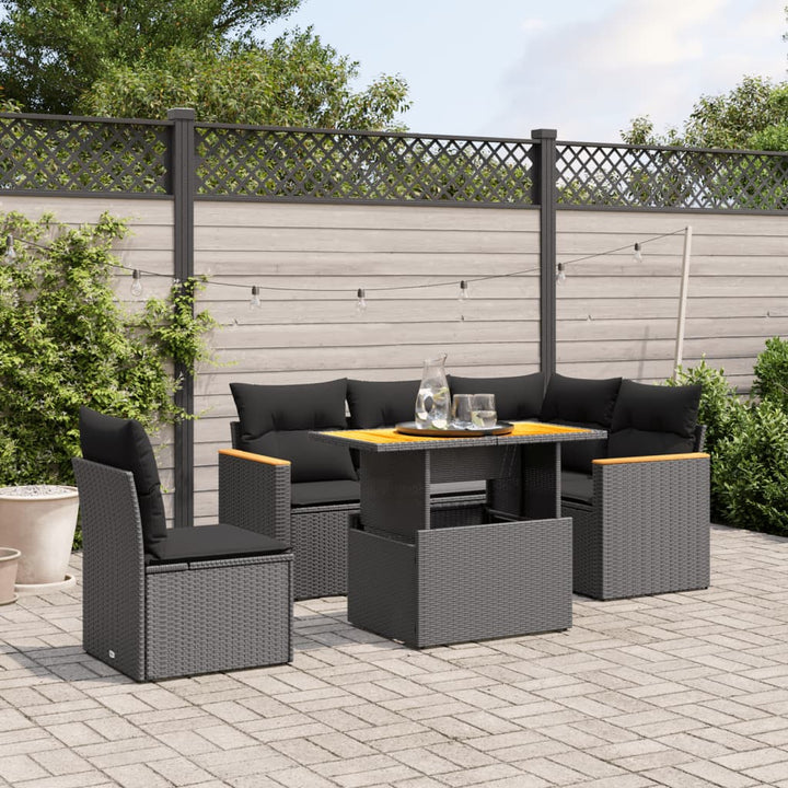 Set Mobilier Grădină Cu Perne, 6 Piese, , Poliratan