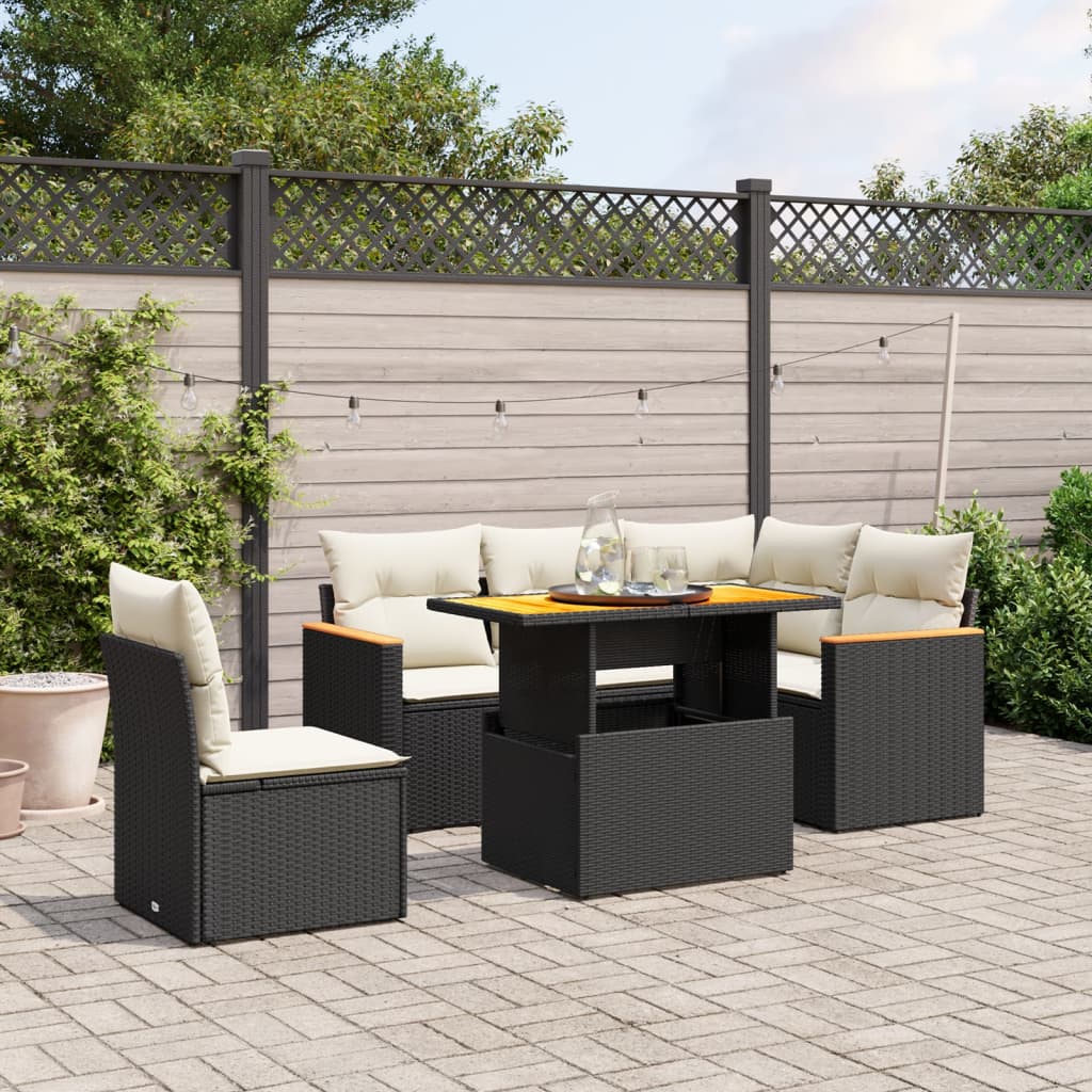 Set Mobilier Grădină Cu Perne, 6 Piese, , Poliratan