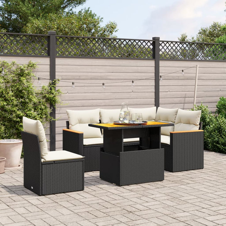 Set Mobilier Grădină Cu Perne, 6 Piese, , Poliratan