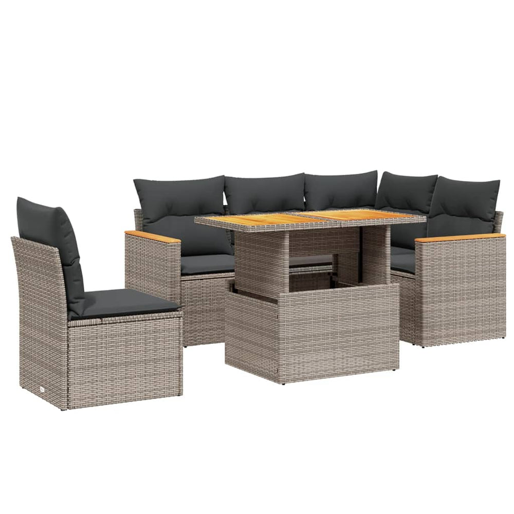 Set Mobilier Grădină Cu Perne, 6 Piese, , Poliratan