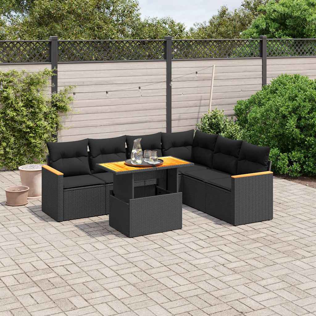 Set Canapele De Grădină, 7 Piese, Cu Perne, , Poliratan