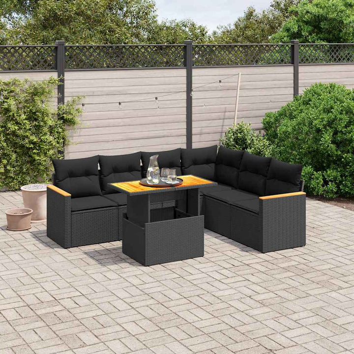 Set Canapele De Grădină, 7 Piese, Cu Perne, , Poliratan