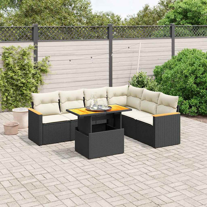 Set Canapele De Grădină, 7 Piese, Cu Perne, , Poliratan