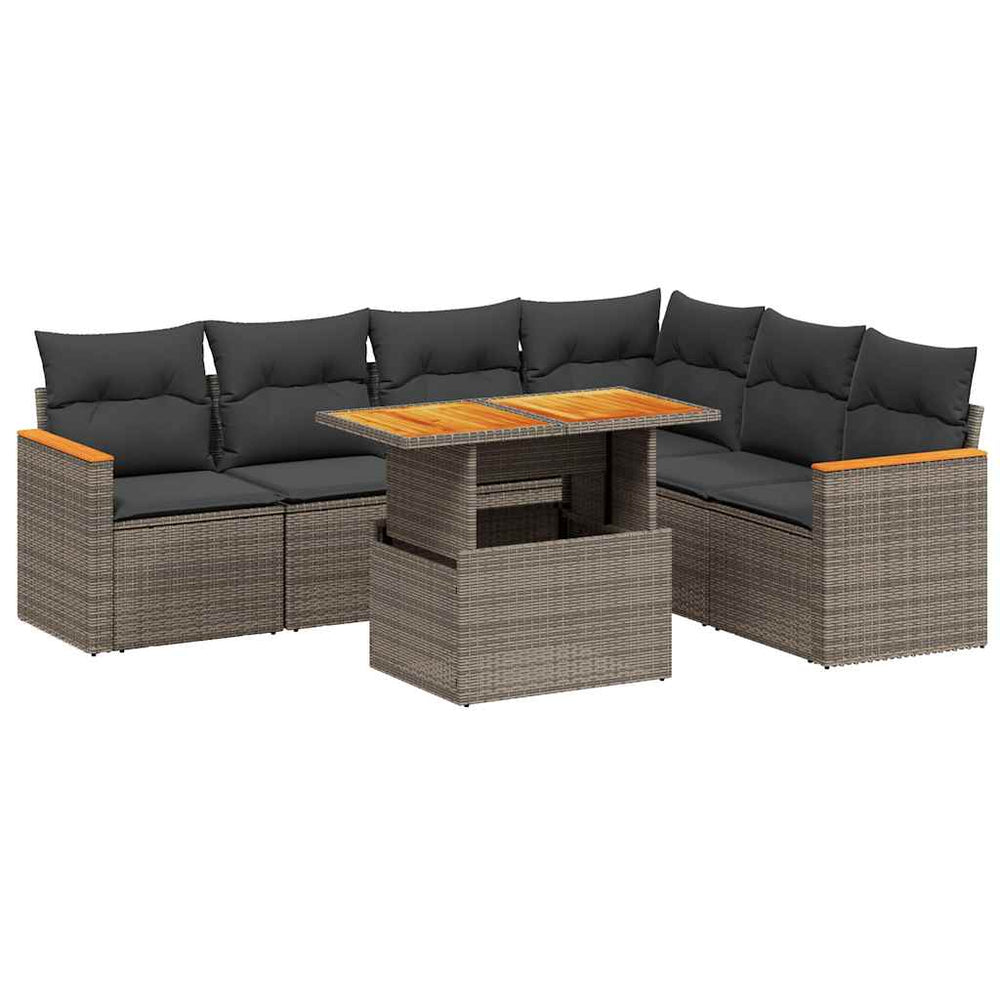 Set Canapele De Grădină, 7 Piese, Cu Perne, , Poliratan