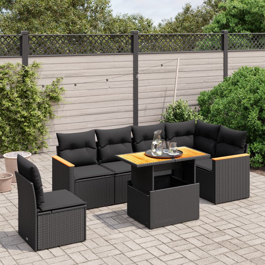 Set Canapele De Grădină, 7 Piese, Cu Perne, , Poliratan