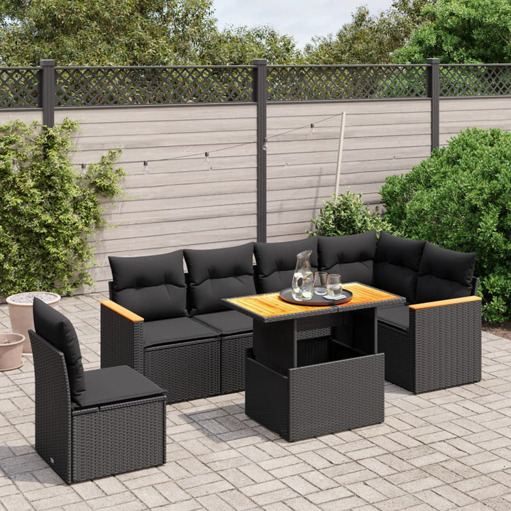Set Canapele De Grădină, 7 Piese, Cu Perne, , Poliratan
