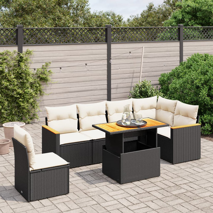 Set Canapele De Grădină, 7 Piese, Cu Perne, , Poliratan