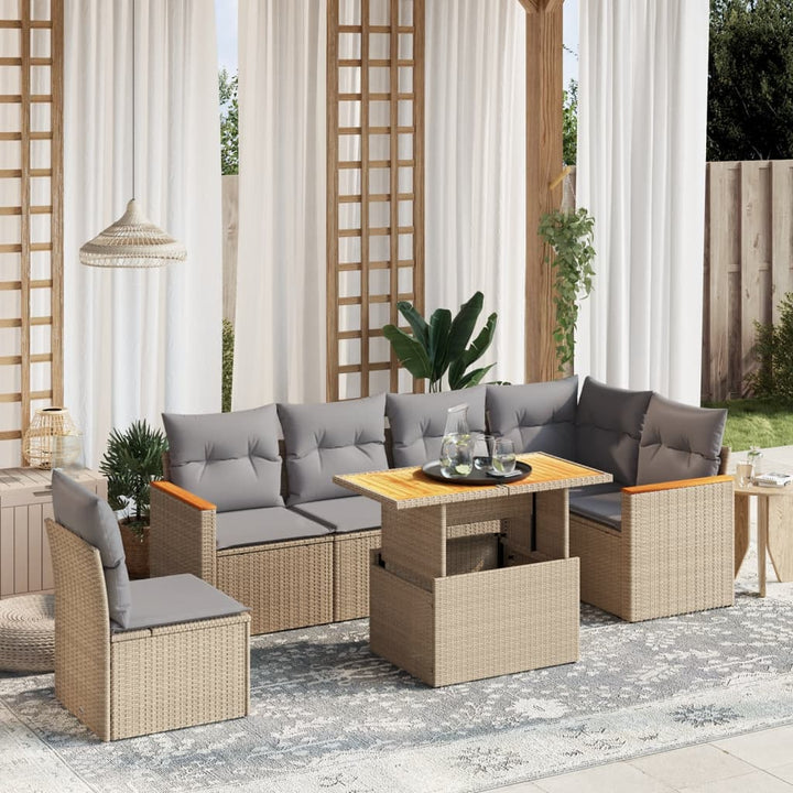 Set Canapele De Grădină, 7 Piese, Cu Perne, , Poliratan
