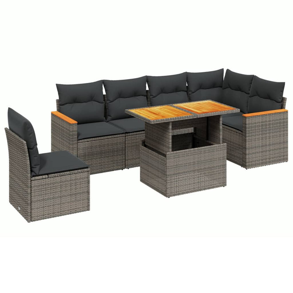 Set Canapele De Grădină, 7 Piese, Cu Perne, , Poliratan