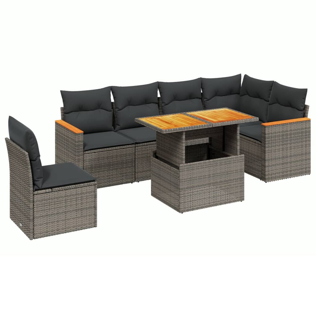 Set Canapele De Grădină, 7 Piese, Cu Perne, , Poliratan