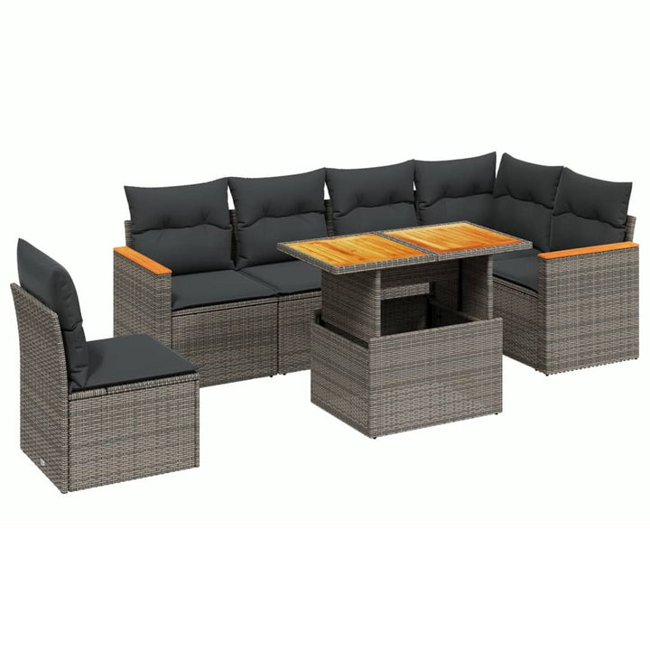 Set Canapele De Grădină, 7 Piese, Cu Perne, , Poliratan