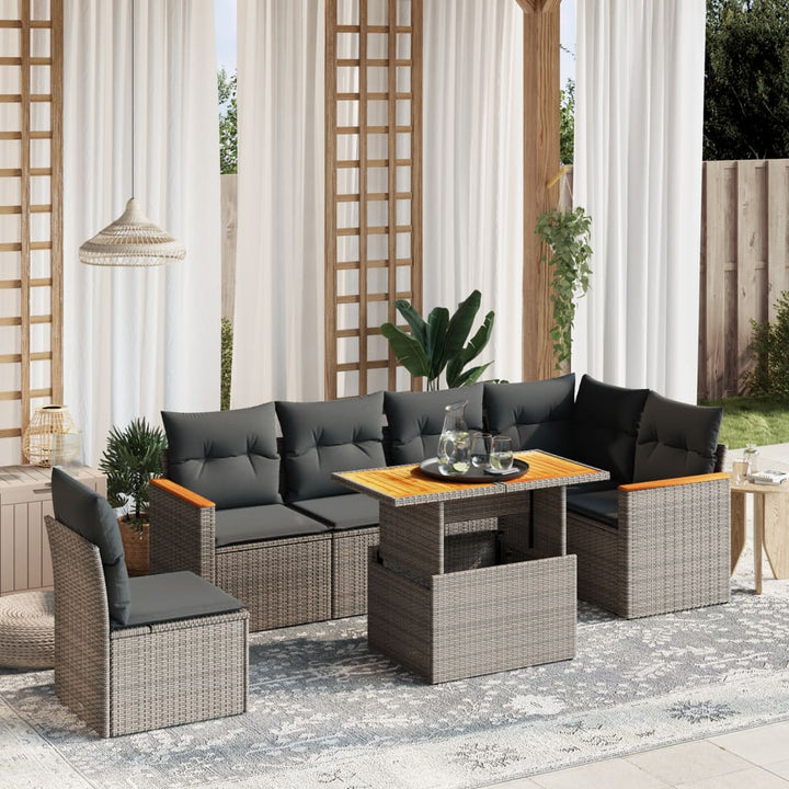 Set Canapele De Grădină, 7 Piese, Cu Perne, , Poliratan