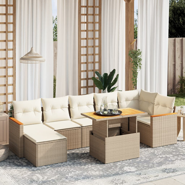 Set Mobilier De Grădină Cu Perne, 8 Piese, Negru, Poliratan