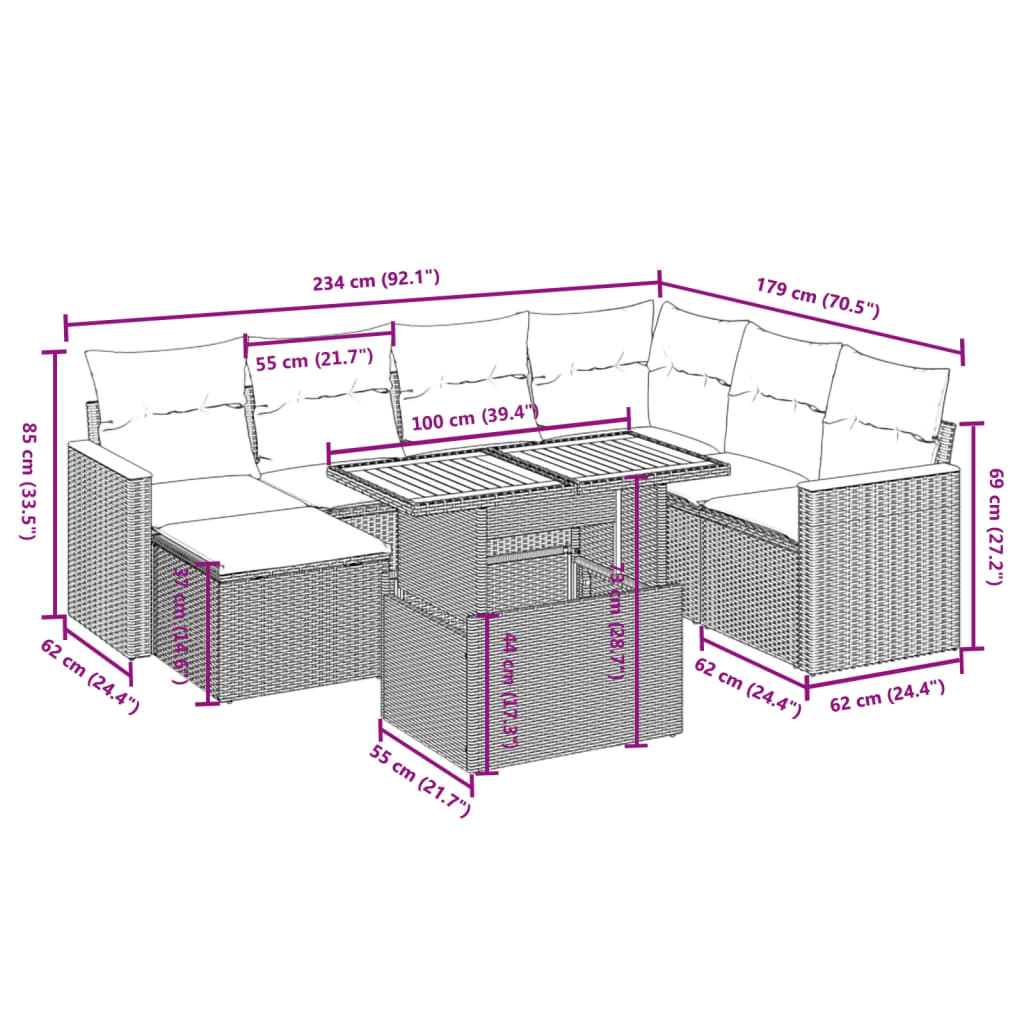 Set Mobilier De Grădină Cu Perne, 8 Piese, Negru, Poliratan