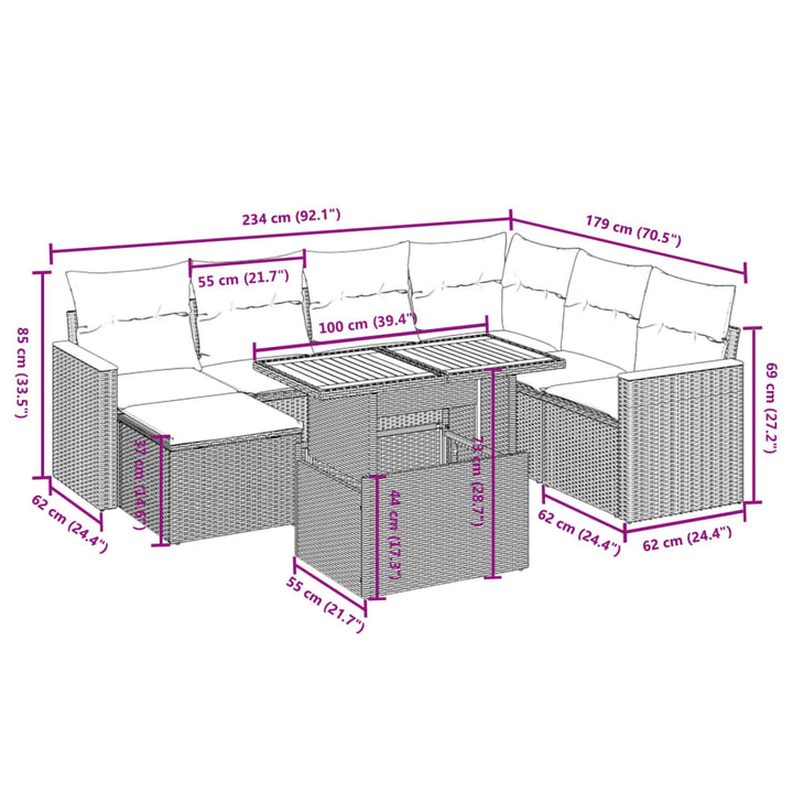 Set Mobilier De Grădină Cu Perne, 8 Piese, Negru, Poliratan