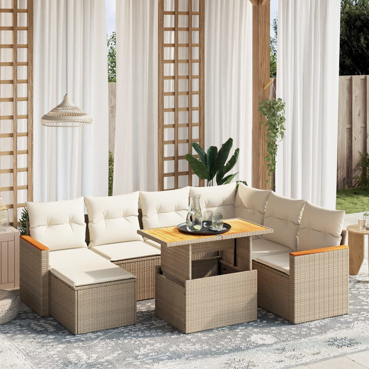 Set Mobilier De Grădină Cu Perne, 8 Piese, Negru, Poliratan