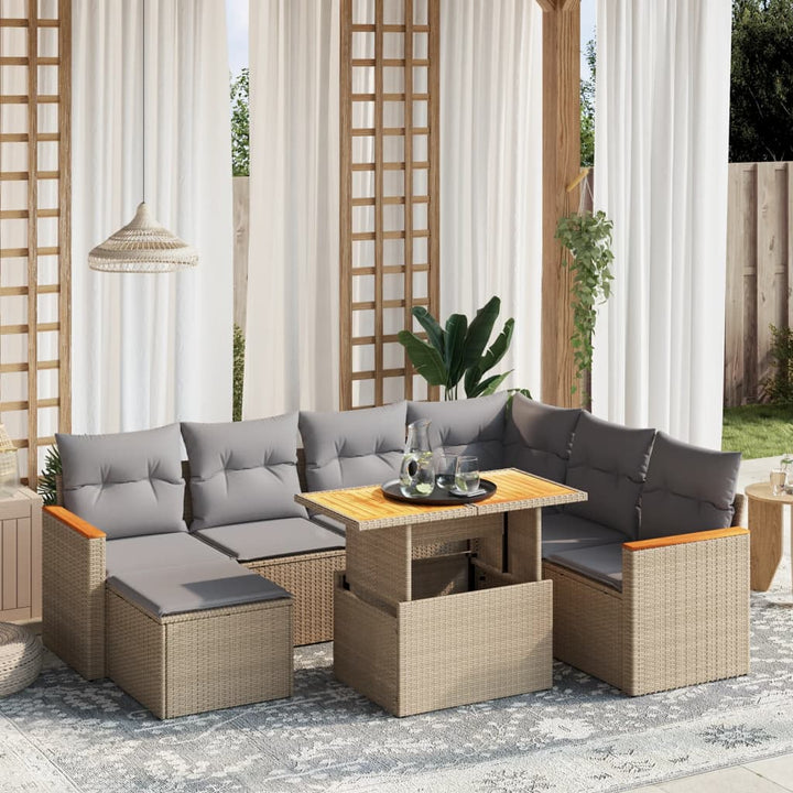 Set Mobilier De Grădină Cu Perne, 8 Piese, Negru, Poliratan