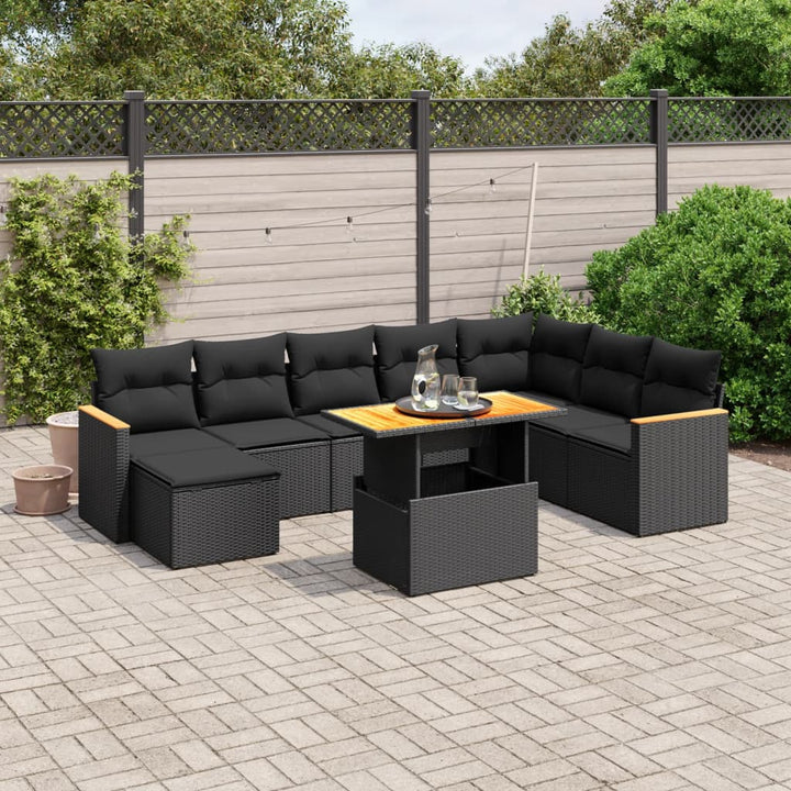 Set Canapele De Grădină, 9 Piese, Cu Perne, , Poliratan