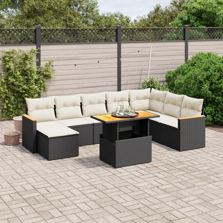 Set Canapele De Grădină, 9 Piese, Cu Perne, , Poliratan