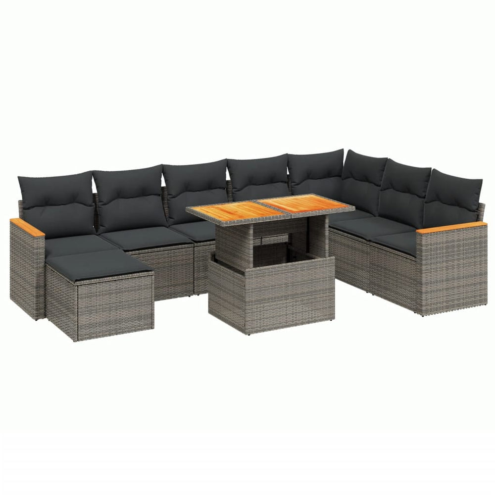 Set Canapele De Grădină, 9 Piese, Cu Perne, , Poliratan