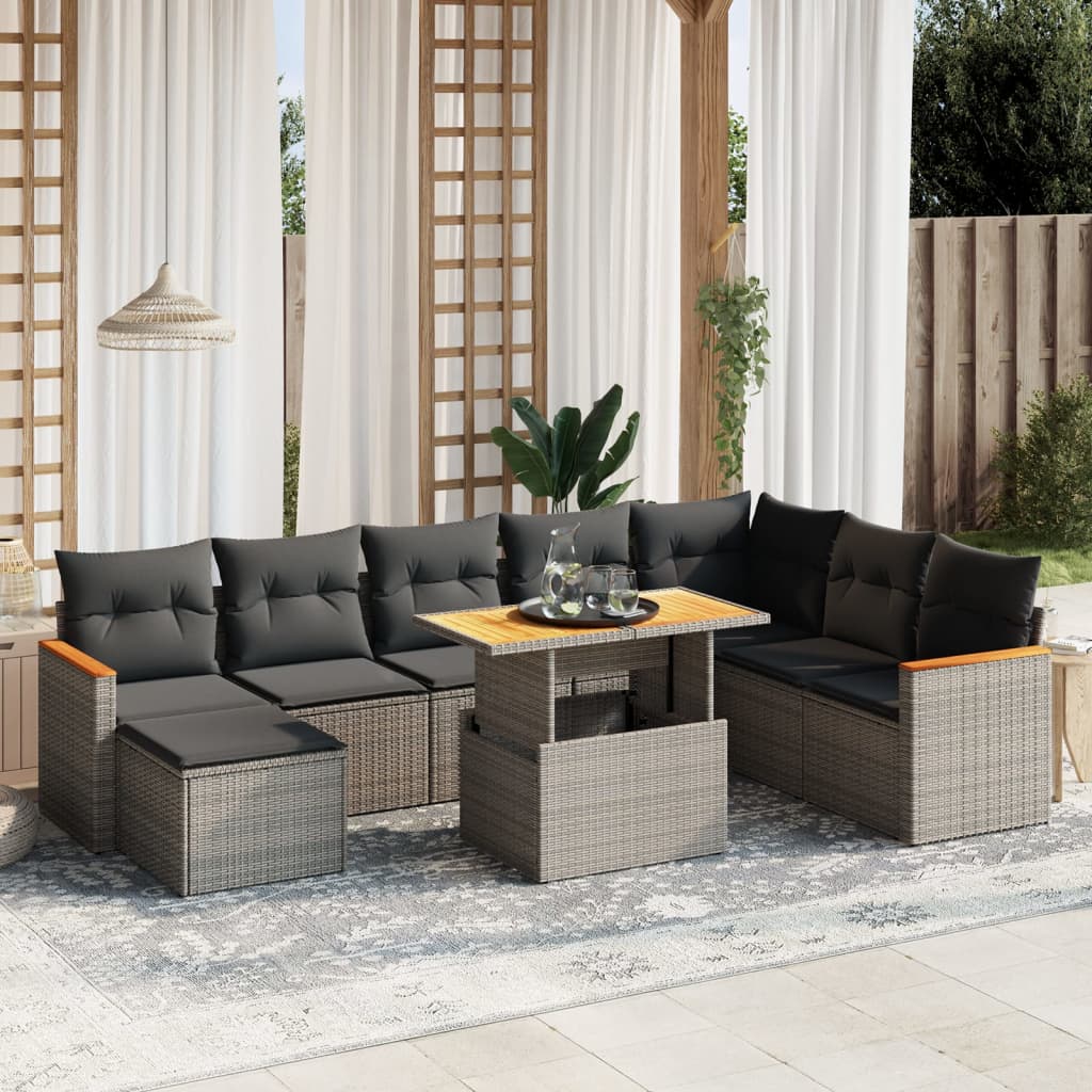 Set Canapele De Grădină, 9 Piese, Cu Perne, , Poliratan