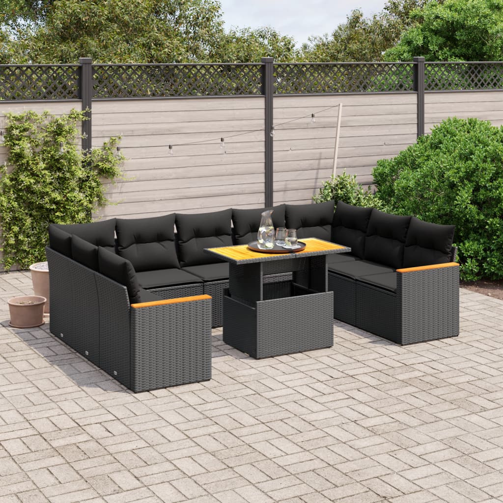 Set Mobilier De Grădină Cu Perne, 10 Piese, , Poliratan