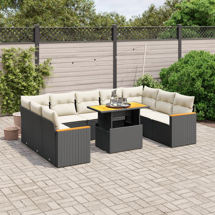 Set Mobilier De Grădină Cu Perne, 10 Piese, , Poliratan