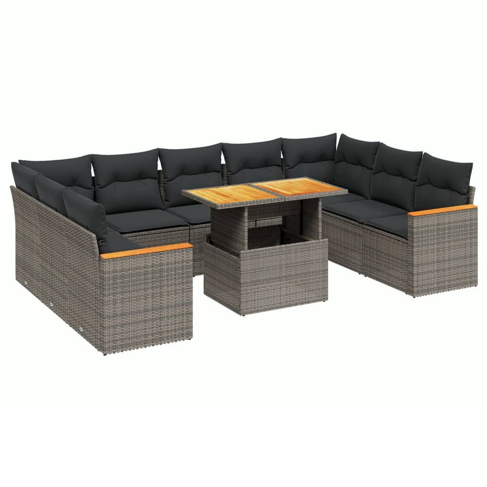 Set Mobilier De Grădină Cu Perne, 10 Piese, , Poliratan