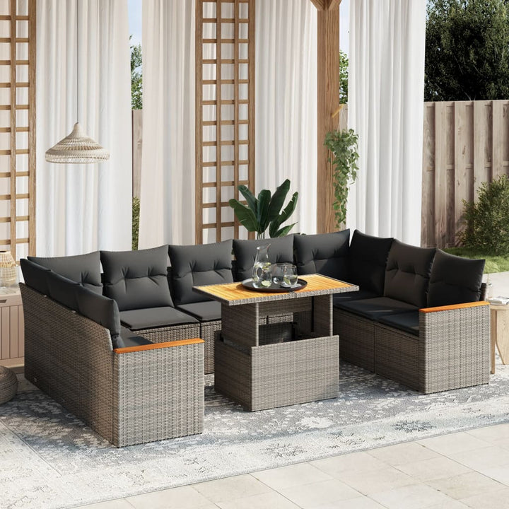 Set Mobilier De Grădină Cu Perne, 10 Piese, , Poliratan