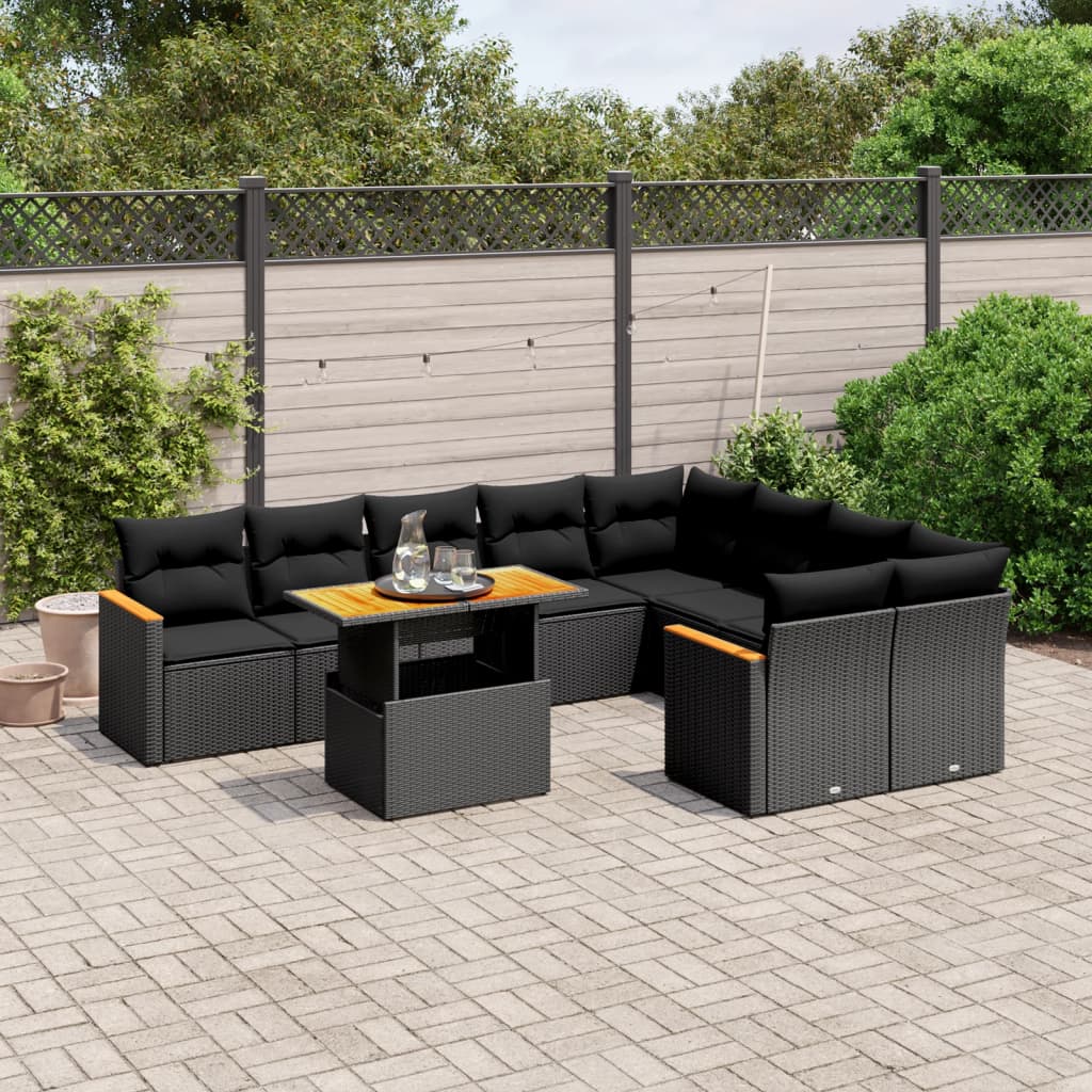 Set Mobilier De Grădină Cu Perne, 10 Piese, , Poliratan