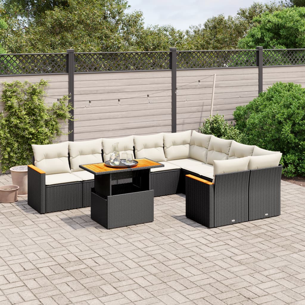 Set Mobilier De Grădină Cu Perne, 10 Piese, , Poliratan