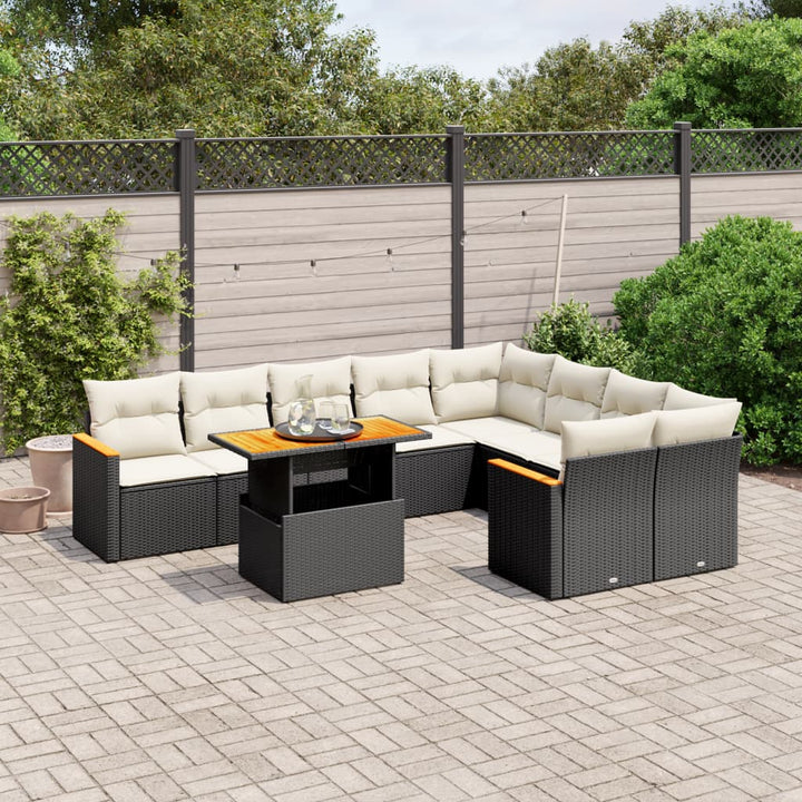 Set Mobilier De Grădină Cu Perne, 10 Piese, , Poliratan