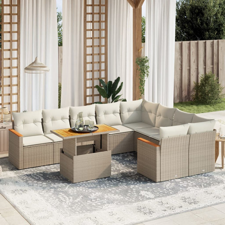 Set Mobilier De Grădină Cu Perne, 10 Piese, , Poliratan