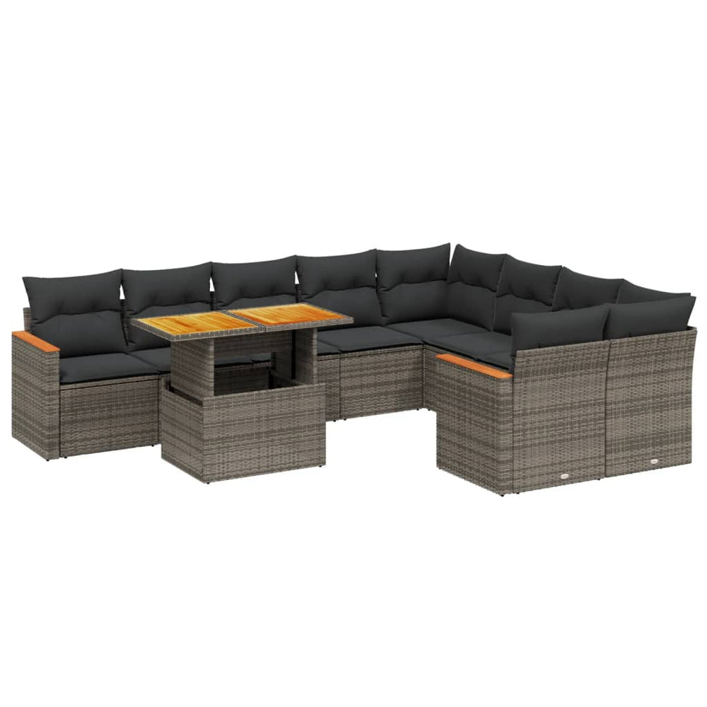 Set Mobilier De Grădină Cu Perne, 10 Piese, , Poliratan