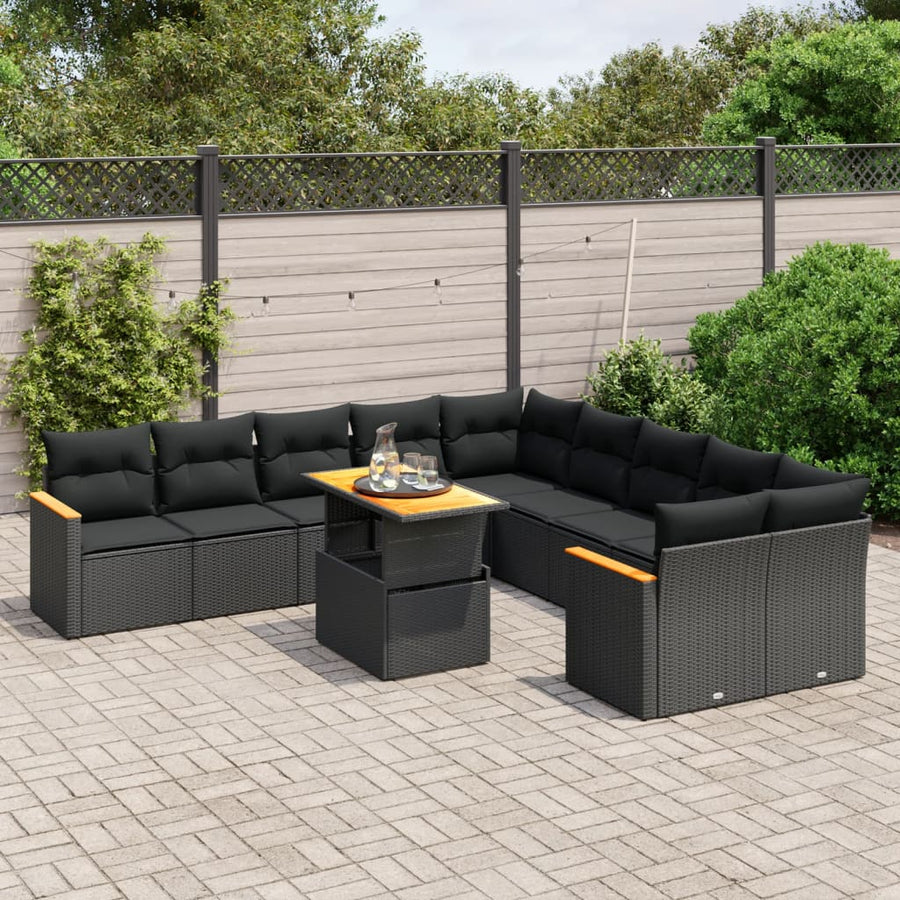 Set Canapele De Grădină Cu Perne, 11 Piese, , Poliratan